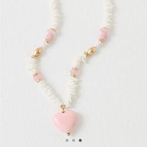 Free People Daisy Shell Pink Heart Necklace